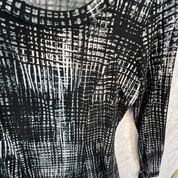 KAREN KANE BLACK GRAY WHITE PRINT LONG SLEEVE DRESS COMFORTABLE BEAUTIFUL EUC M - Picture 9 of 11
